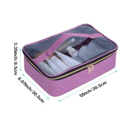 LANDFOBO Clear Travel Makeup Bag Small Portable Cosmetic Toiletry Case with Zipper Organize Travel Samples, Cosmetics, Skincare Products, etc,(Purple)