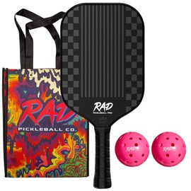 RAD Retro Pro Pickleball Paddle Set – USAPA Approved – T700 Carbon Fiber Surface & 16mm Full-Cell Polypropylene Honeycomb Core for Power & Control – Includes Pickleball Balls & Tote Bag
