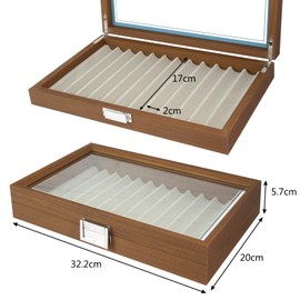 Cokritsm Wood Pen Display Case 12 Pen Organizer Box Pen Storage Collector Organizer Box With Glass Window Pen Fountain Collection Display Case（Black Walnut）