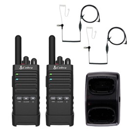 Cobra PX652 Professional Walkie Talkies - Rechargeable, 22 Channels, 300,000 sq. ft/25 Floor Range, Dust Protected & Splashproof (IP54 Rating), Headsets and Chargers Included (2-Pack)