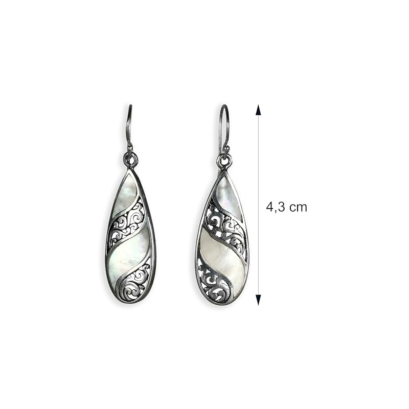 ISLAND PIERCINGS 925 Silver and Mother of Pearl Drop Earrings