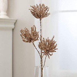 Factory Direct Craft Champagne Tinsel Spider Mum Spray