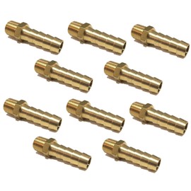 EDGE INDUSTRIAL 5/16" Hose ID to 1/8" Male NPT MNPT Straight Brass Fitting Fuel/AIR/Water/Oil/Gas/WOG (Qty 10)