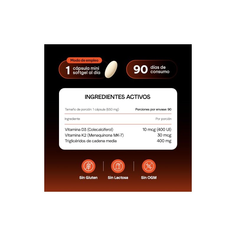 VITANNA Vitamina D3 + K2 con MCT Oil