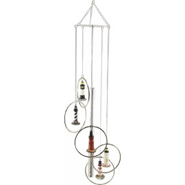 Ebros Gift Five Ring World Famous Light Houses Decor Resonant Relaxing Wind Chime Patio