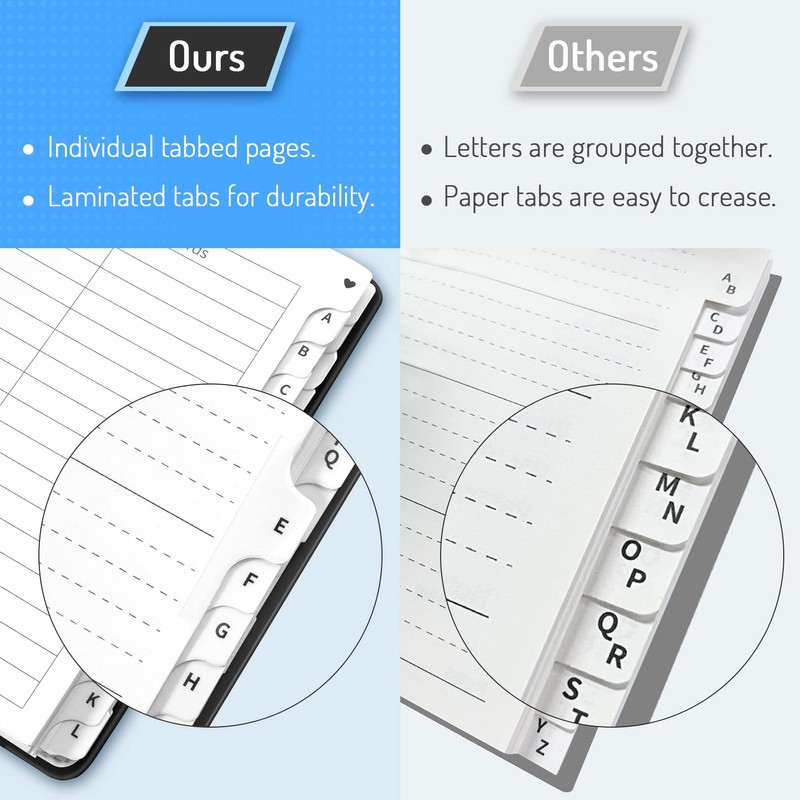 Forvencer Password Book with Individual Alphabetical Tabs, 4" x 5.5"