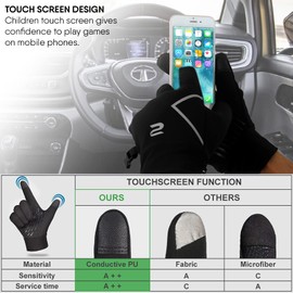 Kids Running Sports Gloves Cycling Boys Winter Touch Screen Thermal Children Girls Windproof Outdoor Anti-slip Gloves Warm Bike Riding Football Walking Ski Ages 4-12 (L (10-12 Years), Black)