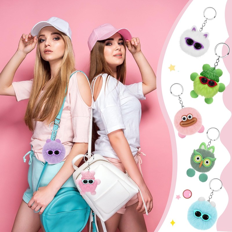Equsion 48 Pcs Kawaii Keychains Bulk Cute Plush Keychains Fluffy