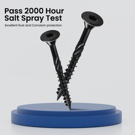 BNUOK Deck Screws #14 x 6 inch, (56pcs) 2.5lb Heavy Duty Outdoor Wood Screws,Black Rust Resistant Epoxy Coated,Torx Drive Head,with T30 Star Bit