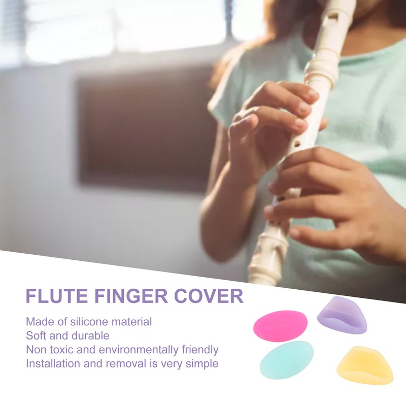 4Pcs Flute Thumb Rest Cushion Colourful Silicone Finger Cover Flutes