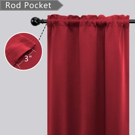 Mrs.Naturall Farmhouse Kitchen Curtains Blackout 36 Inch Length,Tier Short Vintage Rustic Country Curtains for Small Windows Cafe,Red