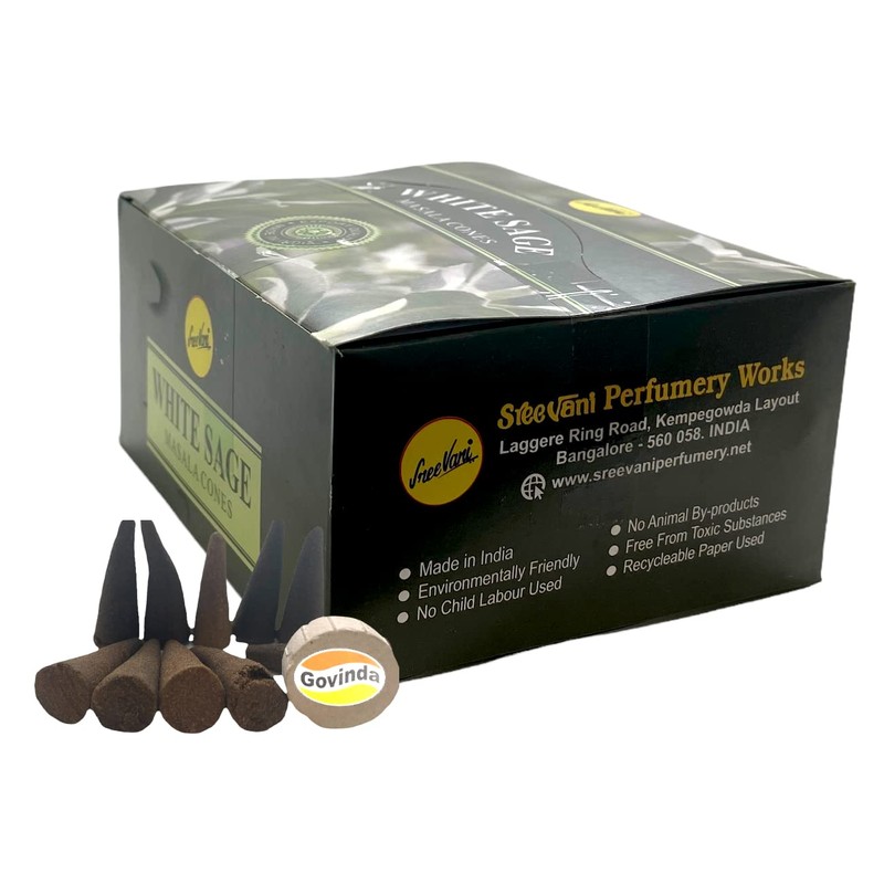 Sreevani Natural Masala Incense Cones and Holder Bundle, 120 Cones