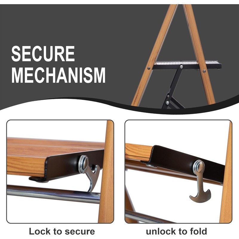 Step Ladder 3-Step Woodgrain Finish Aluminum Folding Step Ladders Wide