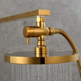 Tecmolog 3 Way Shower Diverter Valve G 1/2" Brass T Adapter with Shut Off Valve for Shower Head, Titanium Gold, DSF012J