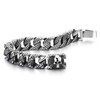 COOLSTEELANDBEYOND Skull Charm Bracelet with Snake Skin Pattern Stainless Steel