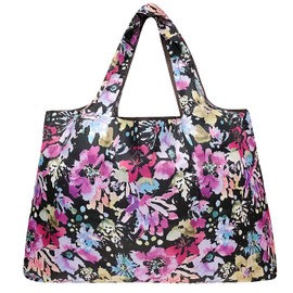 allydrew Large Foldable Tote Nylon Reusable Grocery Bag, Violet Flowers