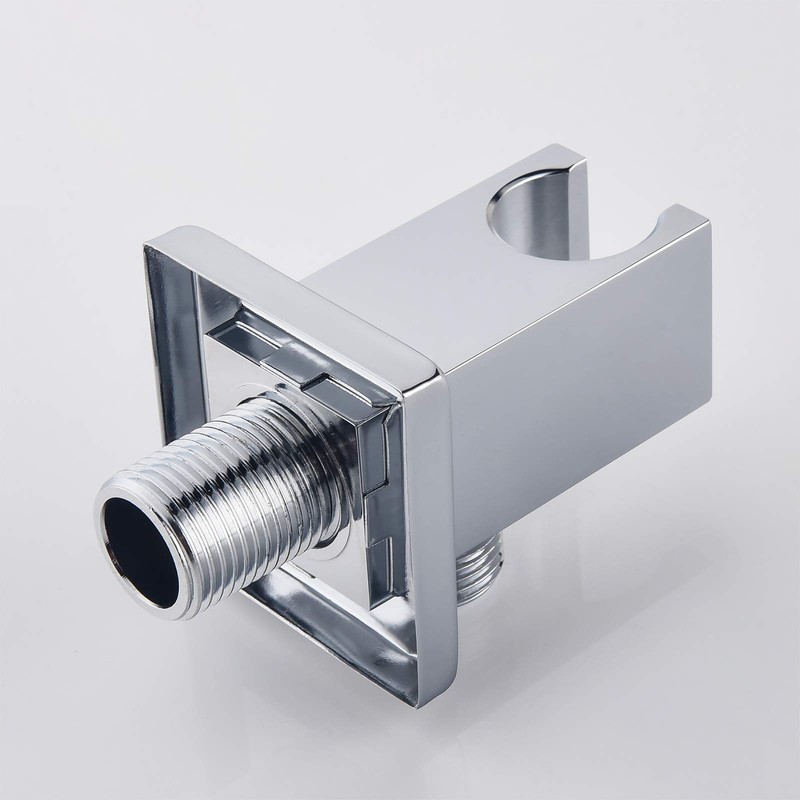 Chrome Wall Supply Elbow with Hand Shower Holder, Keymark Brass