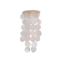 Boho Home Decor Wind Chime Capiz Shells 14 x 36 cm Mother of Pearl White - Shell Chain Decoration for Balcony Window Patio Garden - Indoor and Outdoor Hanging Decoration - Shell Garland Window