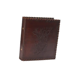 ROOGU Leather Binder, DIN A5, 2 Rings, Handmade Buffalo Leather Storage Binder, File Folder, Brown