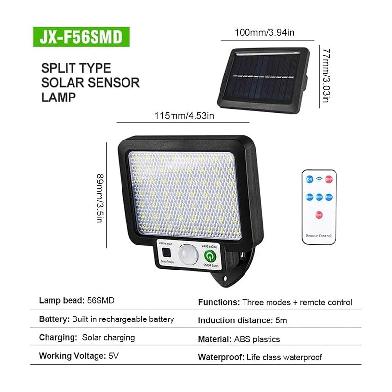 SQUADO JFJ Solar-Gartenleuchten für den Außenbereich, 117 LEDs, 3 Modi,