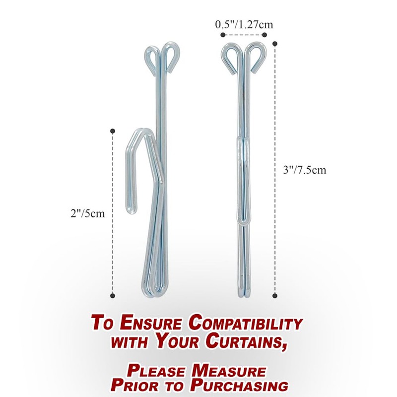 Slip on Drapery Hooks 3 INCHES (7.5 CM). Holiday Decoration