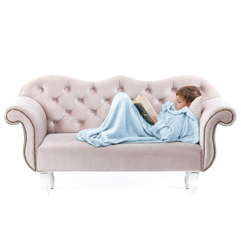 DecoKing Lazy TV Blanket, Microfibre Fleece Blanket with Sleeves, Pockets