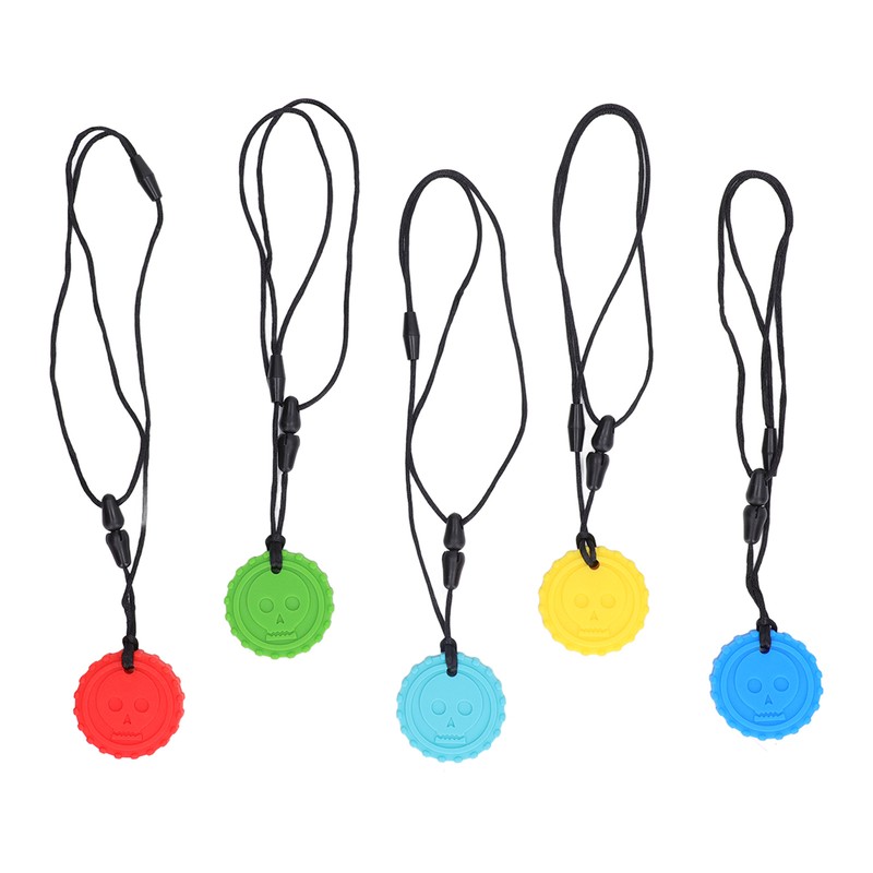 5pcs Teething Toys Silicone Skull Pattern Round Shape 5 Color