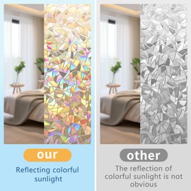 Window Privacy Film Stained Glass Window Film Decorative Window Film for Glass Frosted Glass Window Film Removable Window Tint Static Cling Window Film for Kitchen (Transparent, 17.5inx118in)