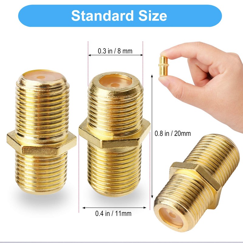 SAISN Coaxial Cable Connector F-Type RG6 Cable Extension Adapter (Pack