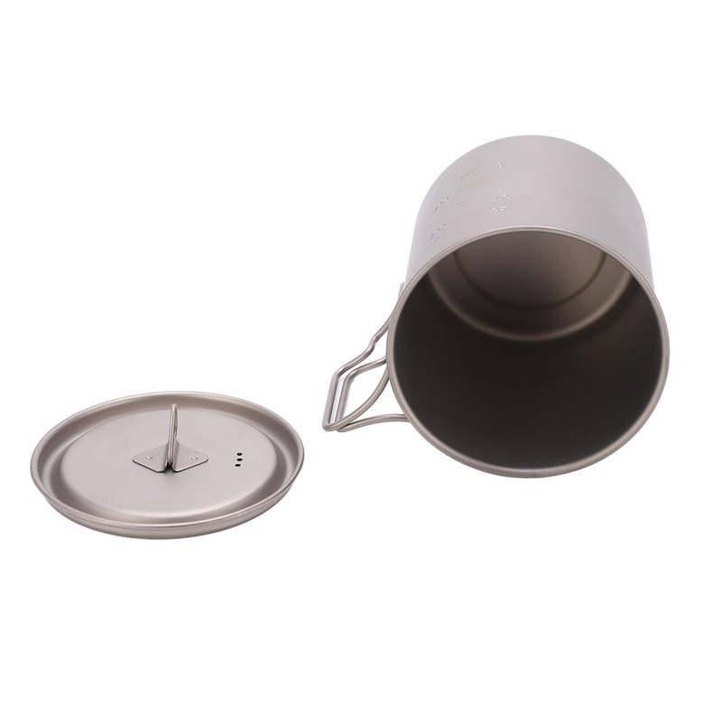 750ml Outdoor Titanium Water Mugs With Folding Handles Portable Camping