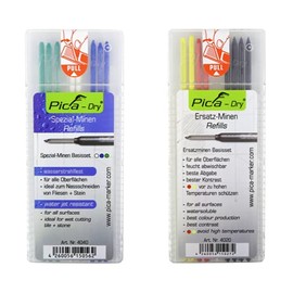 Pica Dry Refill Base Set Colourful Water Soluble Multi Use 8 Pieces + Special Leads Base Set Waterjet Resistant 8 Pieces