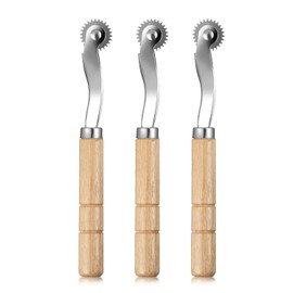 QLEUIFT 3 x 2 mm Nerve Wheel with Wooden Handle, Marking Wheels, Sewing Pattern Wheels for Leather Edges