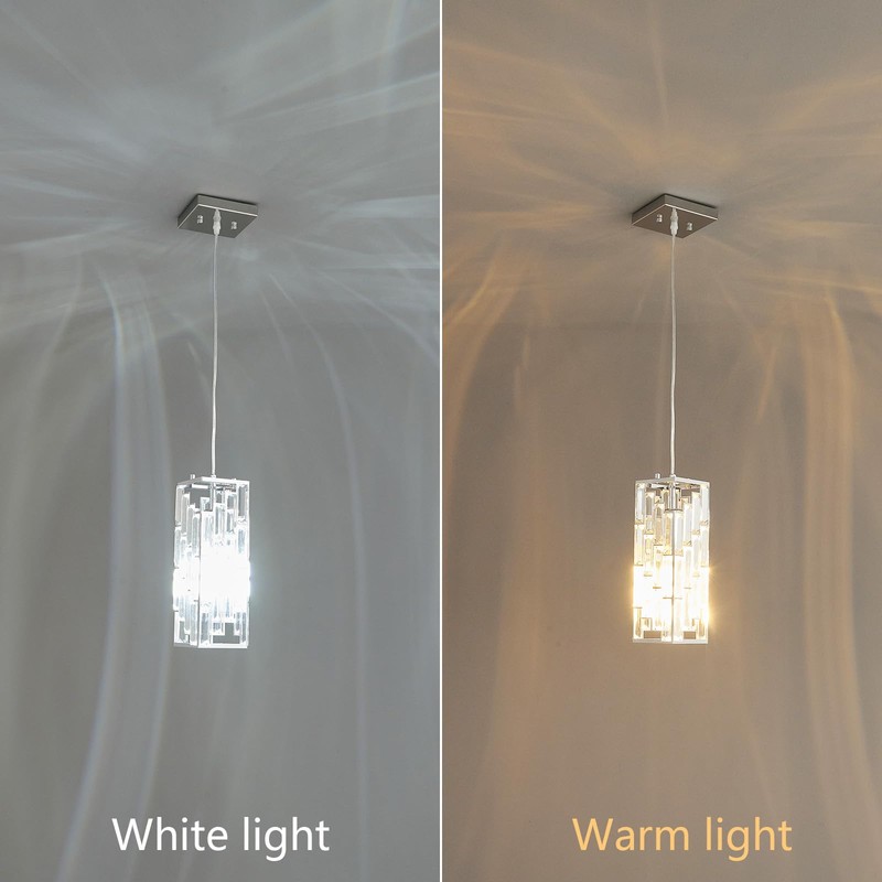 FDPBY Chrome Pendant Lighting Modern Pendant Light, Mini Crystal Chandeliers,Adjustable