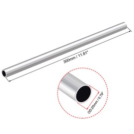 sourcing map 6063 Aluminum Round Tube, 300mm Length 20mm OD 18mm Inner Dia Seamless Aluminum Straight Tubing