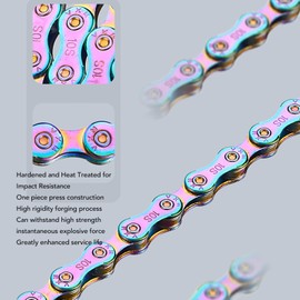 Bike Chain, 6 7 8 Speed Rust Proof Colorful Rainbow Electroplating Chain for Road MTB Mountain Bikes