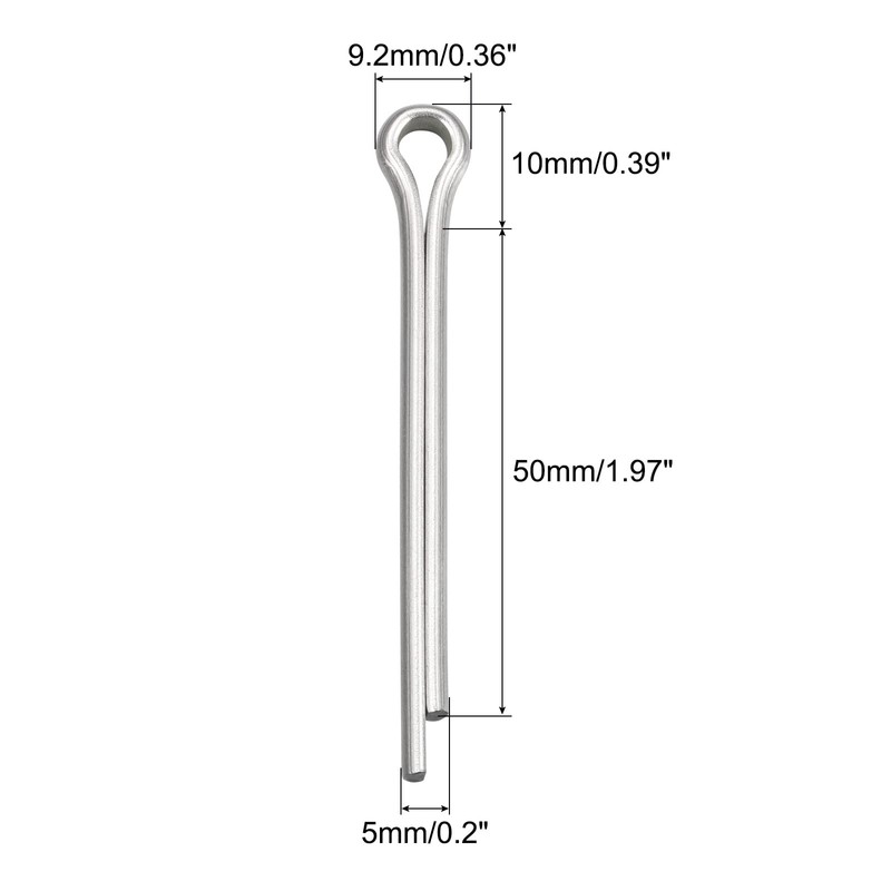 sourcing map Split Cotter Pin, 5mm x 50mm Stainless Steel