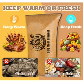 BBQ Blanket for Resting Meat, 21 Inch Insulated Brisket Resting Blanket for Smoking,Reusable Smoker Grilling Meat Insulated Resting Bag with Wide Mouth Large Briskets Pork Shoulders Beef Turkeys Party