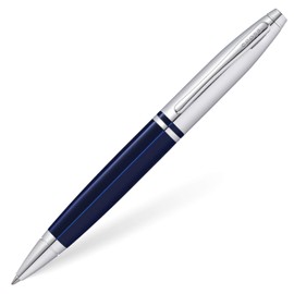 CROSS Calais Ballpoint Pen in Chrome and Blue Lacquer incl. Premium Gift Box – Refillable Medium Ballpen