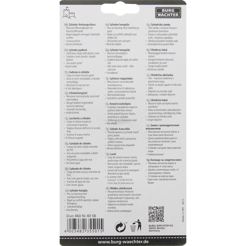 Burg-Wächter Padlock – Pack of 1, Duo 460 Ni 40 SB
