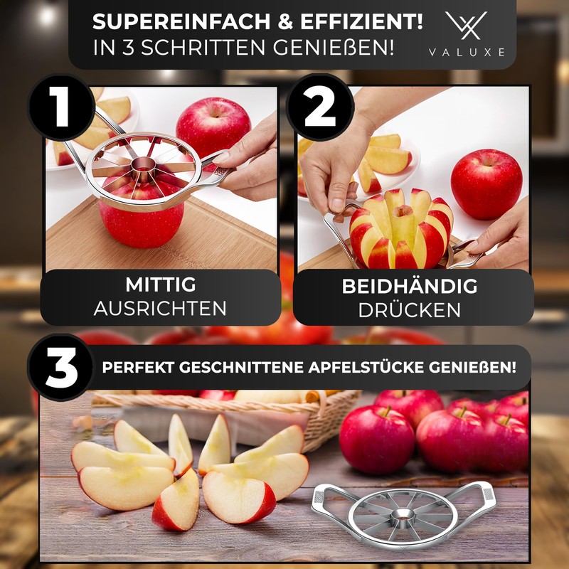 VALUXE® Apple Slicer, Premium Stainless Steel Apple Corer with Sharp