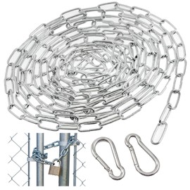 Zephyra 304 Edelstahlkette 4M Φ2mm – Gliederkette Meterware mit Karabiner, Rundstahlkette aus 304 Edelstahl zum Aufhängen, für Hundekette, Hängesessel, Ankerkette, Schwenkkette