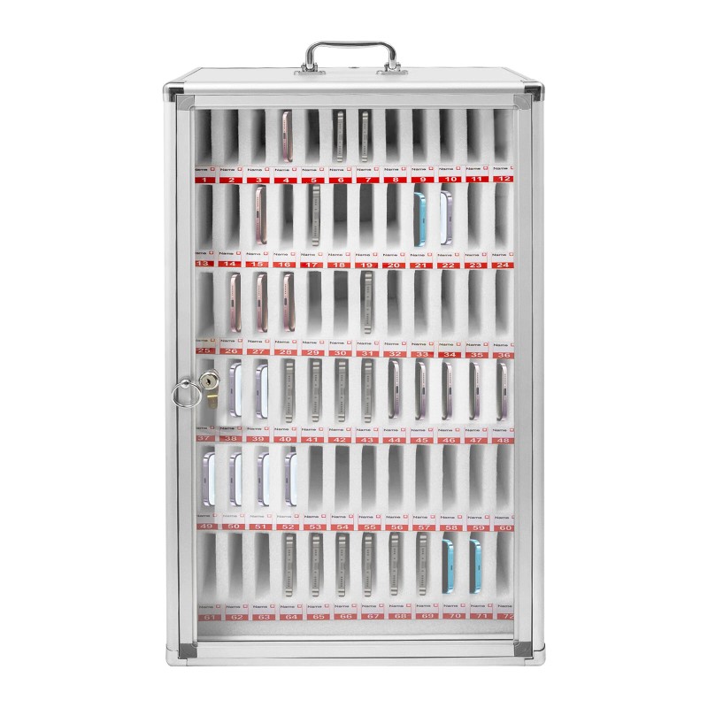 72 Slots Cell Phone Locker Portable Phone Storage Cabinet W/