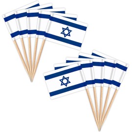 ZXvZYT Israel Flag Israeli Toothpick Flags,Small Mini Israel Cupcake Toppers Stick flags - Country Party Cocktail Fruit Decoration(100 Pcs)
