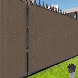 E&K Sunrise 6'x6' Privacy Fence Screen with Grommets, Outdoor Windscreen Fence Covering Privacy Screen UV Blockage for Backyard Garden Patio (Brown)