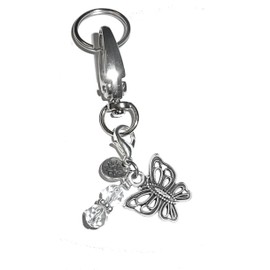 Hidden Hollow Beads Charm Key Chain Ring, Women's Purse or Necklace Charm, Comes in a Gift Bag! (Butterfly)