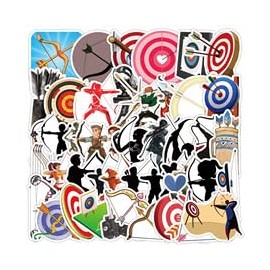 Shooting Sport Stickers 50 Pcs Trendy Funny Cartoon Shooting Stickers for Skateboard Water Bottle Laptop Phone Bumper Bike Scrapbook Helmet Luggage,Vinyl Waterproof Sticker for Teens Adults