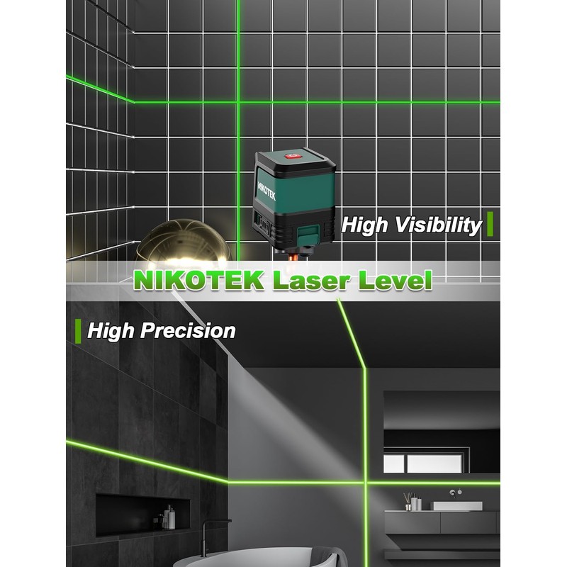 Nikotek Laser Level, Self-leveling Green Line Laser With Horizontal and