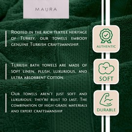 MAURA Hunter Green Bath Towel Set of 8 for Bathroom. Turkish Cotton Luxury Bath Towels. Extra Large, Thick, Plush & Soft. Hotel & Spa Quality - Dark Green