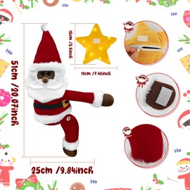 GUDELAK Santa Christmas Tree Topper Star Lighted, Santa Plush Christmas Tree Toppers Christmas Decorations Indoor, Christmas Tree Star Topper with Lights for Wine Bottle Curtain Christmas Decor