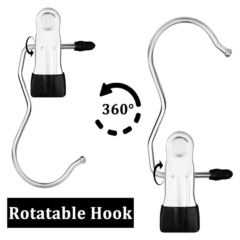 FuninCrea Stainless Steel Laundry Hooks Clip, 5pcs Anti-slip Boot Laundry